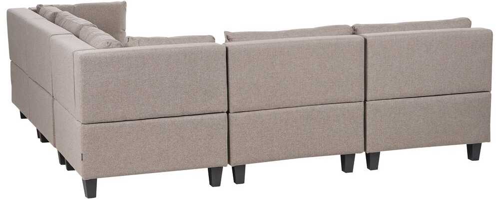 Beliani Modulinė 5 vietų sofa UNSTAD Kairinė Ruda su otomane