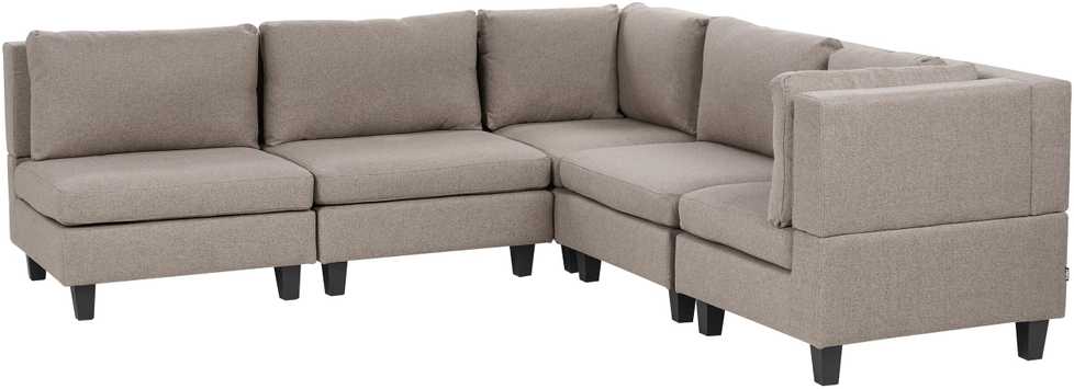 Beliani Modulinė 5 vietų kampinė sofa UNSTAD Kairinė ruda