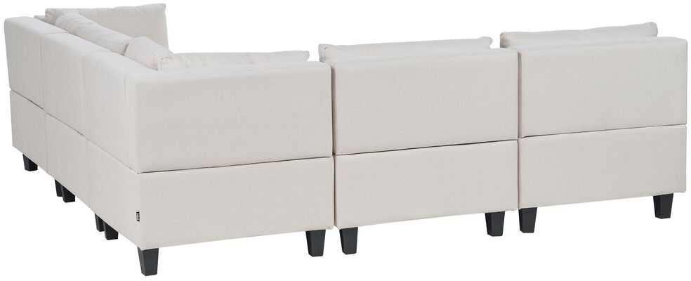 Beliani 5 vietų modulinė sofa UNSTAD kairinė, šviesiai smėlio spalvos su pufu