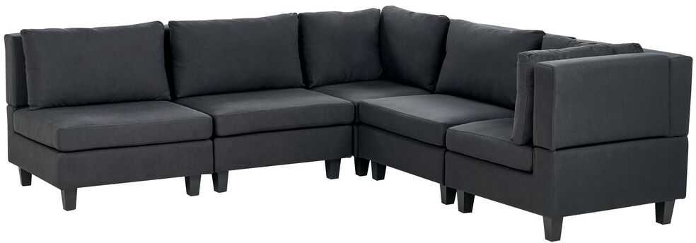 Beliani 5 vietų modulinė kampinė sofa UNSTAD kairinė, juoda