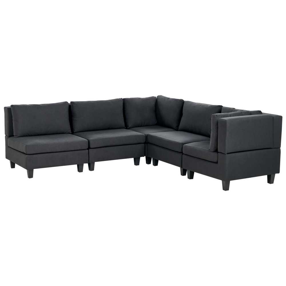 Beliani 5 vietų modulinė kampinė sofa UNSTAD kairinė, juoda