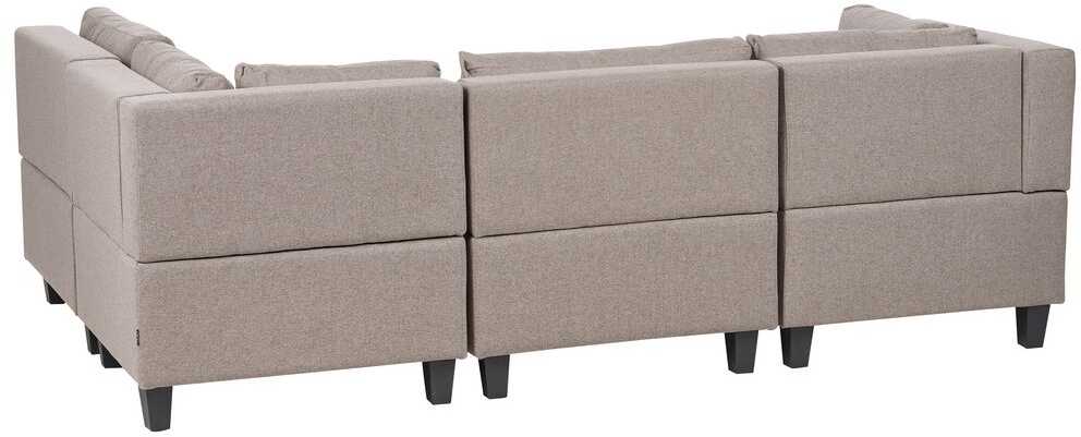 Beliani Modulinė 4 vietų sofa UNSTAD kairinė ruda su pufu