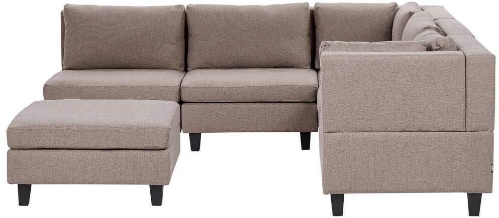 Beliani Modulinė 5 vietų sofa UNSTAD Kairinė Ruda su otomane