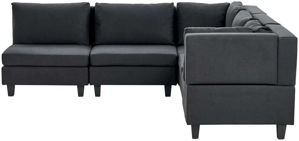 Beliani 5 vietų modulinė kampinė sofa UNSTAD kairinė, juoda