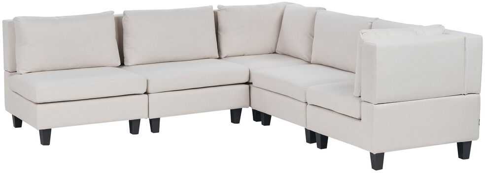 Beliani Modulinė 5 vietų kampinė sofa UNSTAD kairinė, šviesiai smėlio spalvos