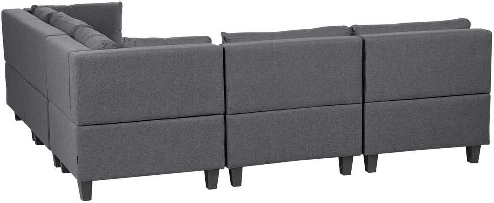 Beliani 5 vietų modulinė sofa UNSTAD Kairinė tamsiai pilka su otomane