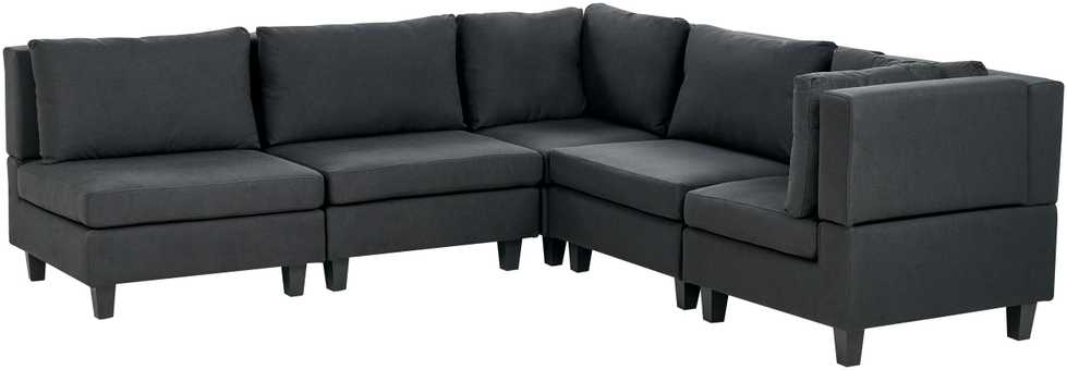 Beliani 5 vietų modulinė kampinė sofa UNSTAD kairinė, juoda