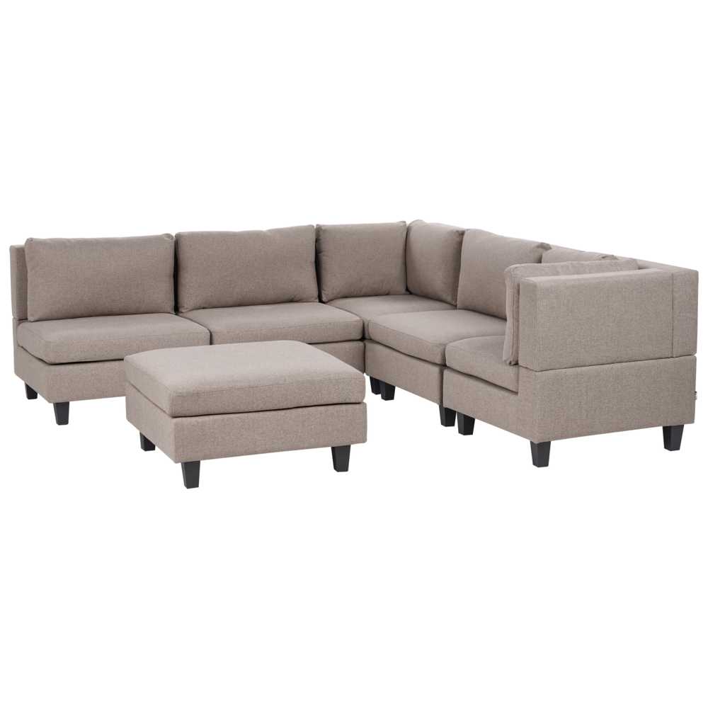 Beliani Modulinė 5 vietų sofa UNSTAD Kairinė Ruda su otomane