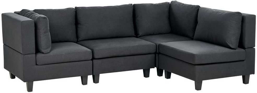 Beliani Modulinė sofa UNSTAD 4 asmenims, kairinė, juoda
