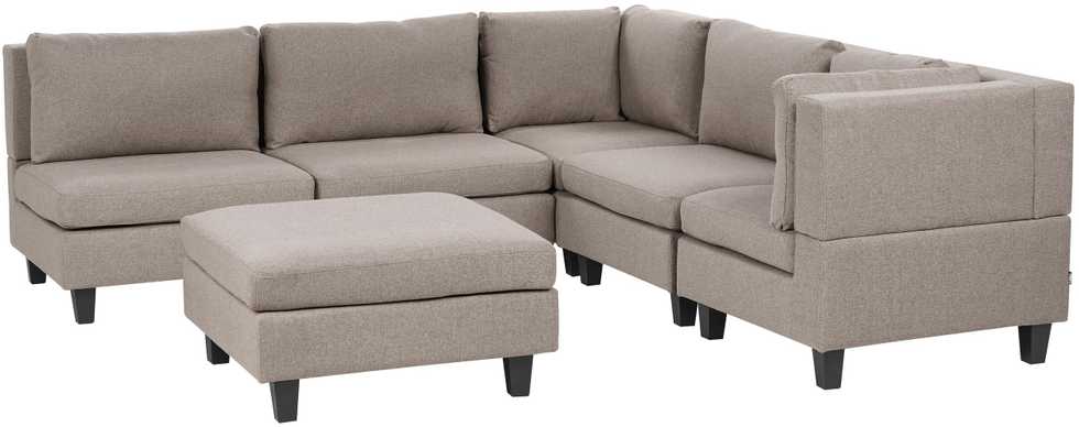 Beliani Modulinė 5 vietų sofa UNSTAD Kairinė Ruda su otomane