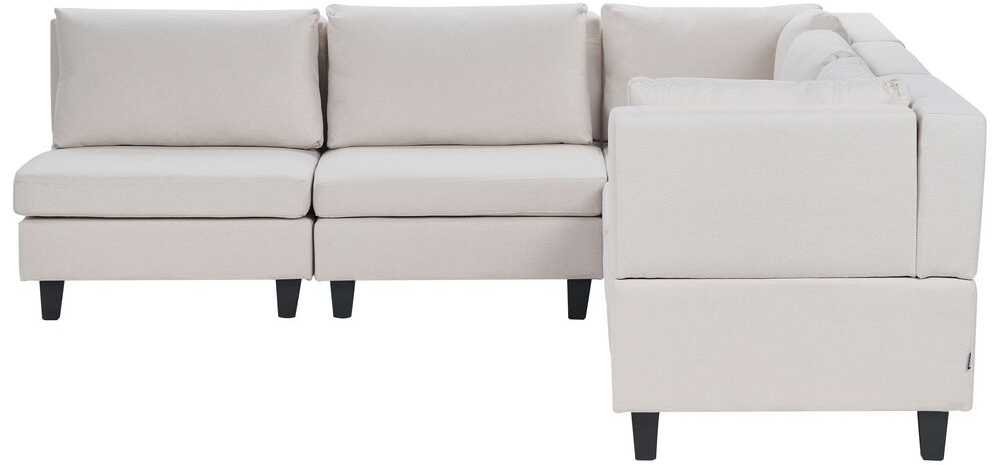 Beliani Modulinė 5 vietų kampinė sofa UNSTAD kairinė, šviesiai smėlio spalvos