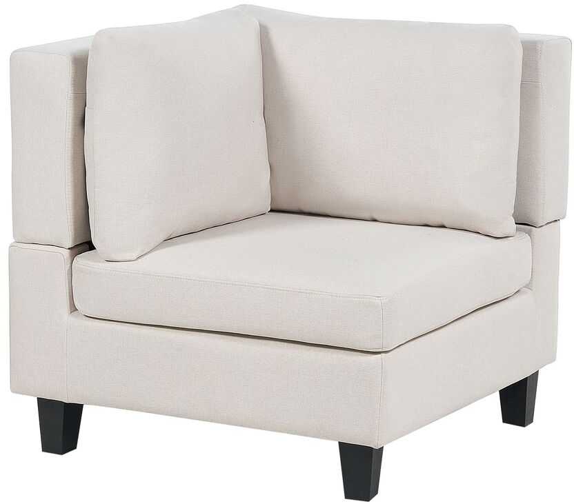 Beliani 5 vietų modulinė sofa UNSTAD kairinė, šviesiai smėlio spalvos su pufu