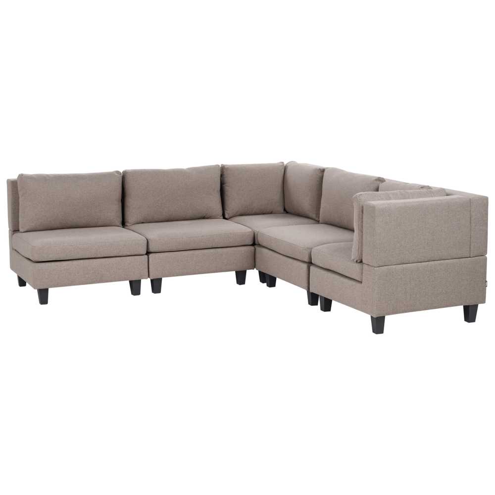 Beliani Modulinė 5 vietų kampinė sofa UNSTAD Kairinė ruda