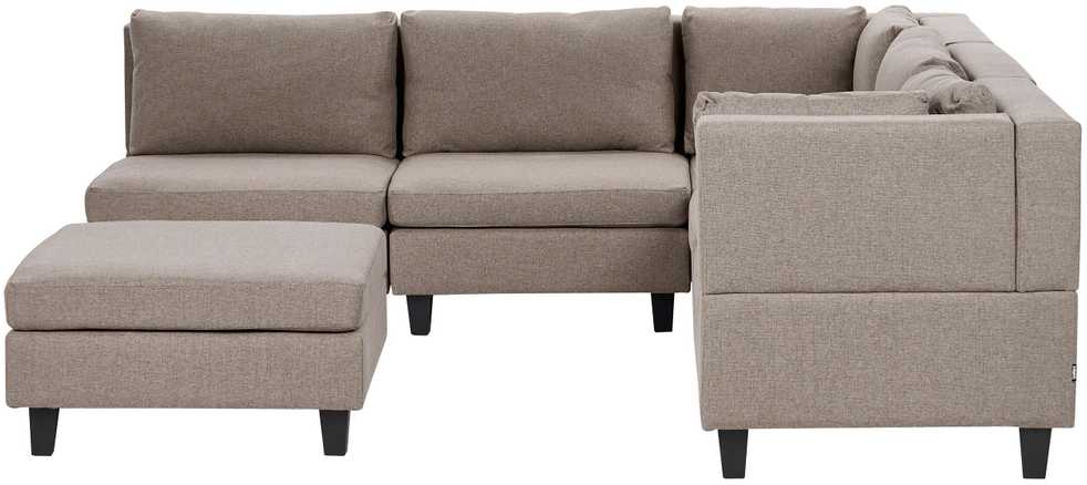 Beliani Modulinė 5 vietų sofa UNSTAD Kairinė Ruda su otomane