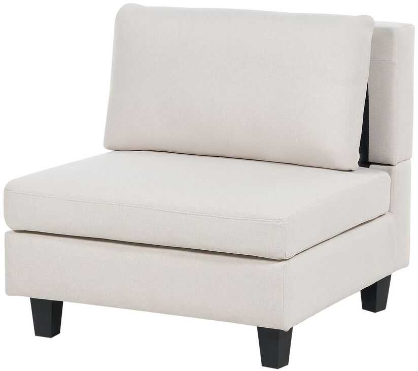 Beliani 5 vietų modulinė sofa UNSTAD kairinė, šviesiai smėlio spalvos su pufu