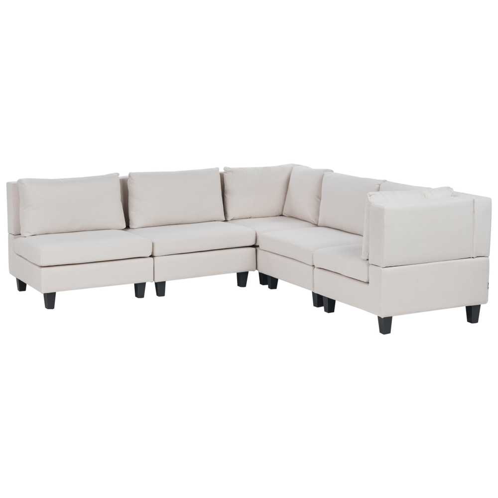 Beliani Modulinė 5 vietų kampinė sofa UNSTAD kairinė, šviesiai smėlio spalvos