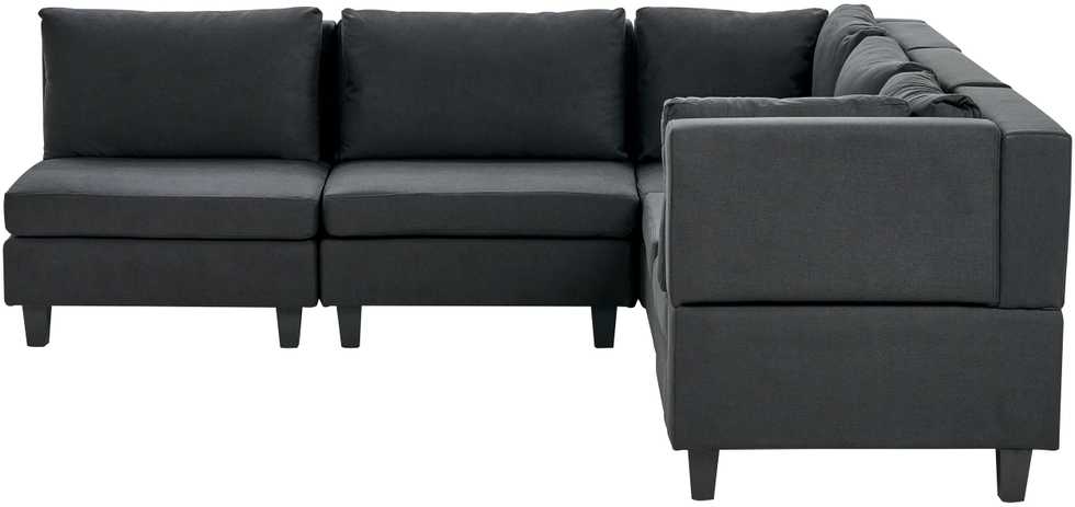 Beliani 5 vietų modulinė kampinė sofa UNSTAD kairinė, juoda