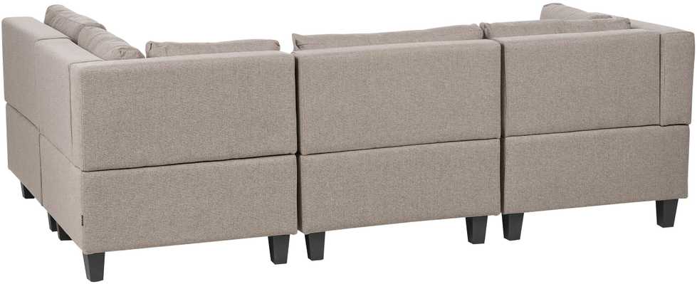 Beliani Modulinė 4 vietų sofa UNSTAD kairinė ruda su pufu