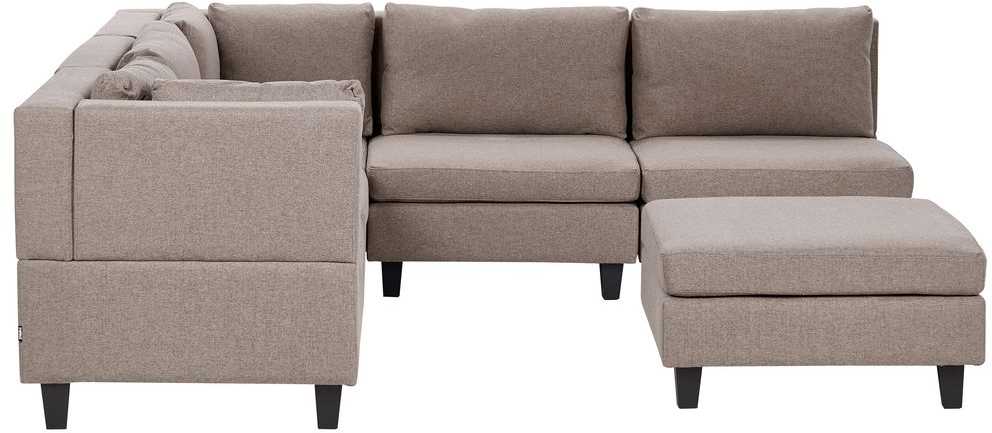 Beliani 5 vietų modulinė sofa UNSTAD, dešininė, ruda, su otomanu