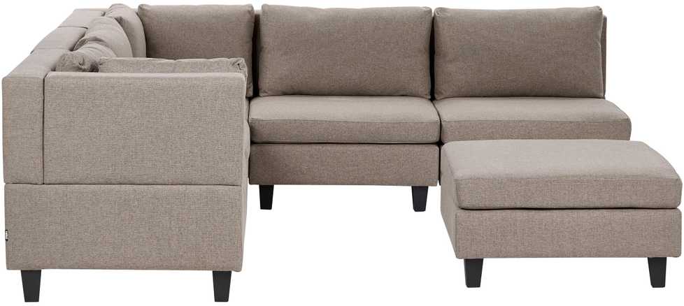 Beliani 5 vietų modulinė sofa UNSTAD, dešininė, ruda, su otomanu