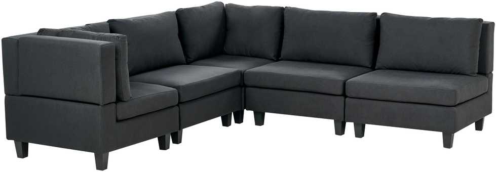 Beliani Modulinė 5 vietų sofa UNSTAD dešininė, juoda