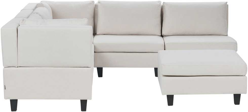 Beliani 5 vietų modulinė kampinė sofa UNSTAD Dešininė Šviesiai smėlio spalvos su otomanu