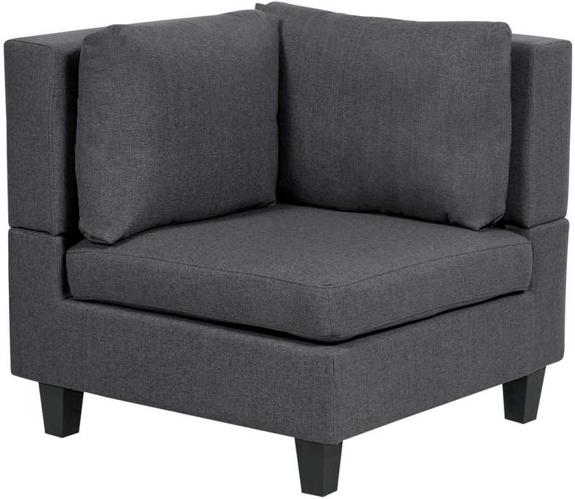 Beliani Penkių vietų modulinė sofa UNSTAD dešininė, tamsiai pilka su pufu