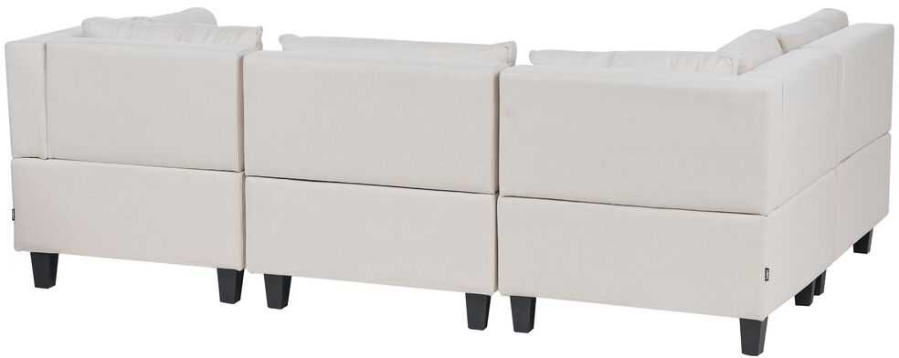 Beliani 4 vietų modulinė sofa UNSTAD Dešininė Šviesiai smėlio spalvos