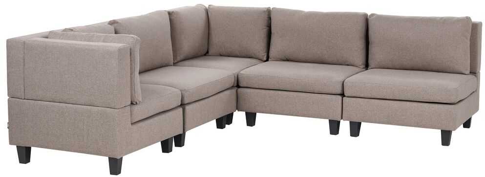 Beliani Modulinė 5 vietų sofa UNSTAD Dešininė Ruda