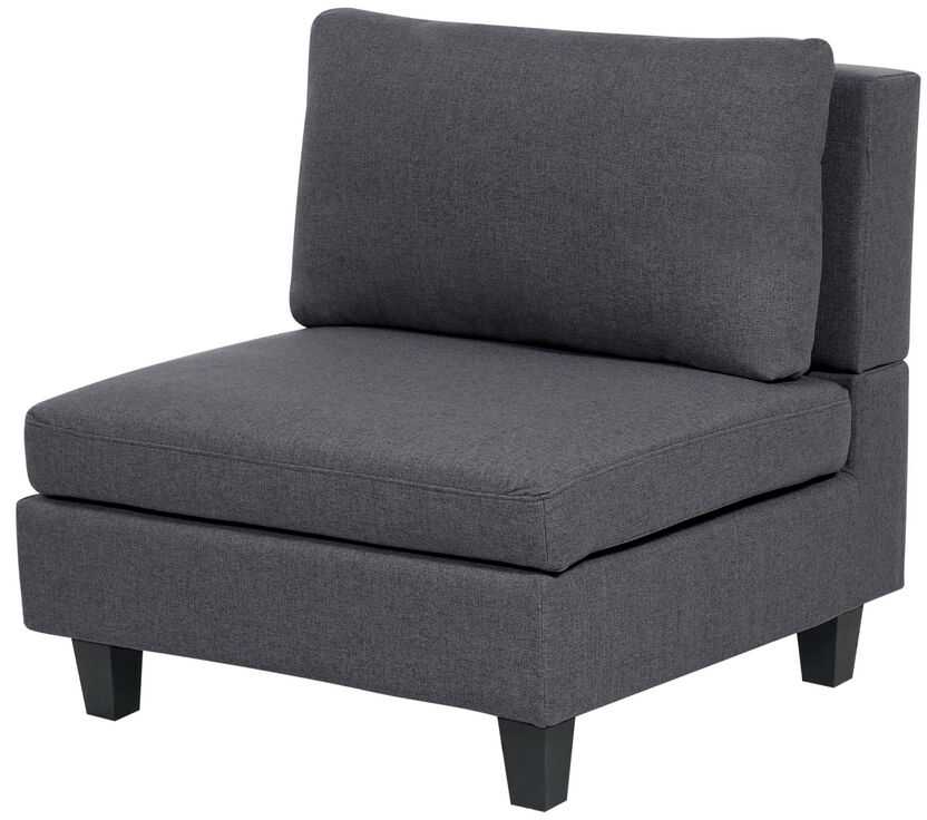 Beliani Penkių vietų modulinė sofa UNSTAD dešininė, tamsiai pilka su pufu