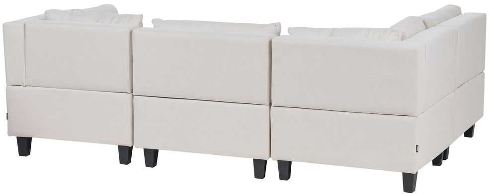 Beliani Modulinė 4 vietų kampinė sofa UNSTAD, dešininė, šviesiai smėlio spalvos, su otomane