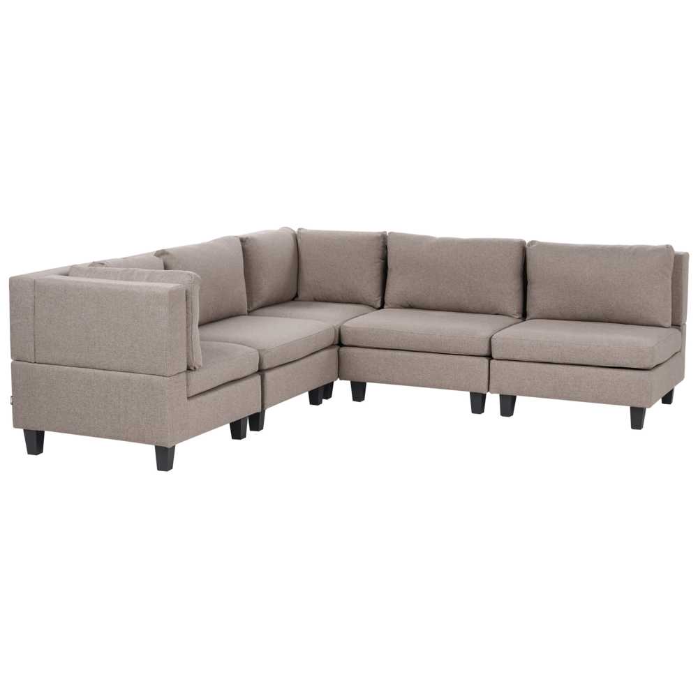 Beliani Modulinė 5 vietų sofa UNSTAD Dešininė Ruda
