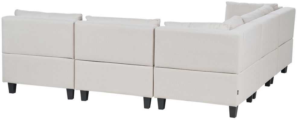 Beliani 5 vietų modulinė kampinė sofa UNSTAD Dešininė Šviesiai smėlio spalvos su otomanu