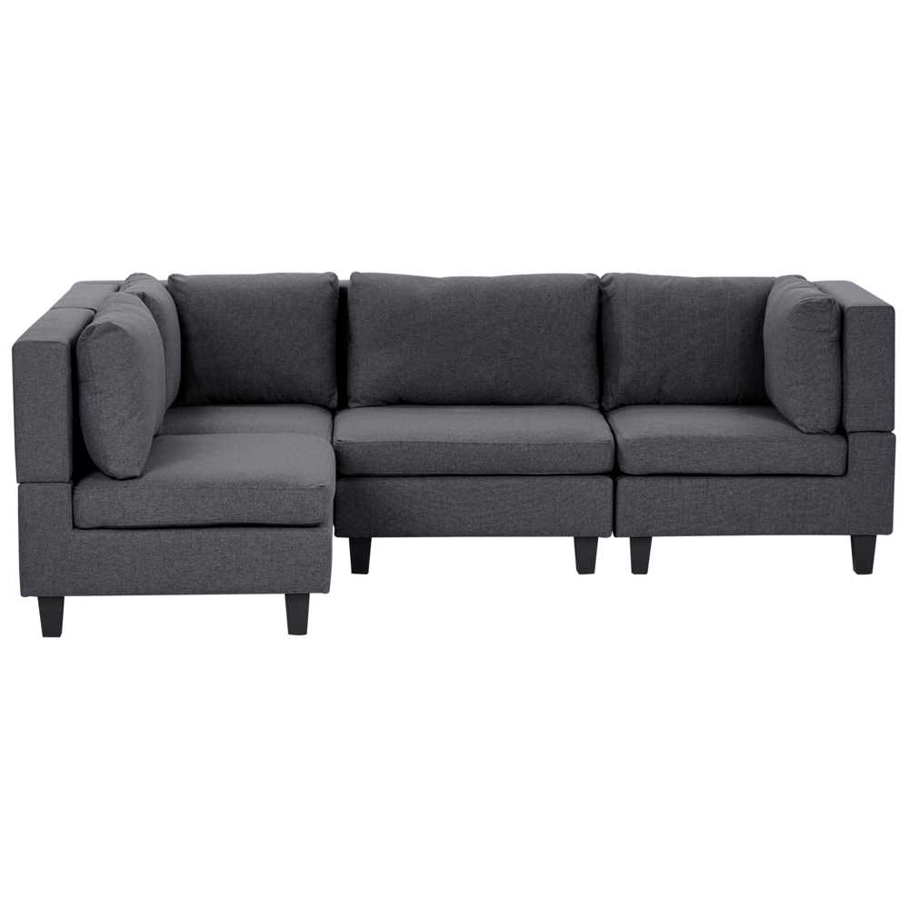 Beliani 4 vietų modulinė kampinė sofa UNSTAD Dešininė Tamsiai pilka