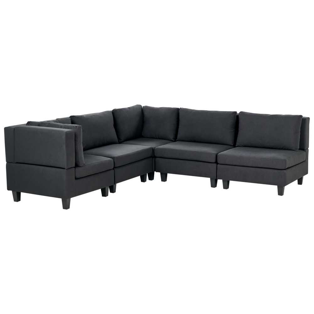 Beliani Modulinė 5 vietų sofa UNSTAD dešininė, juoda