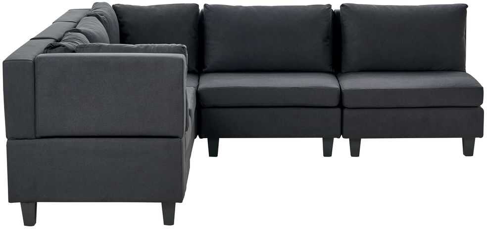 Beliani Modulinė 5 vietų sofa UNSTAD dešininė, juoda