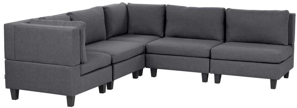 Beliani 5 vietų modulinė sofa UNSTAD, dešininė, tamsiai pilka