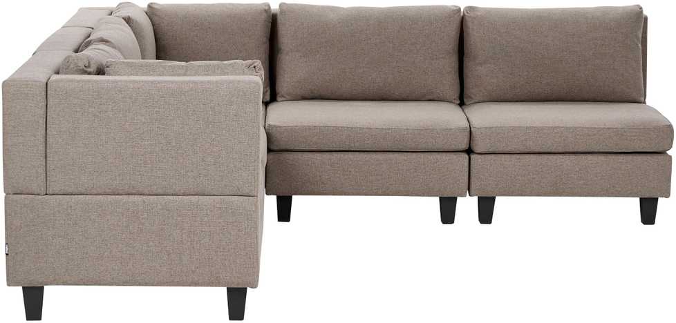 Beliani Modulinė 5 vietų sofa UNSTAD Dešininė Ruda