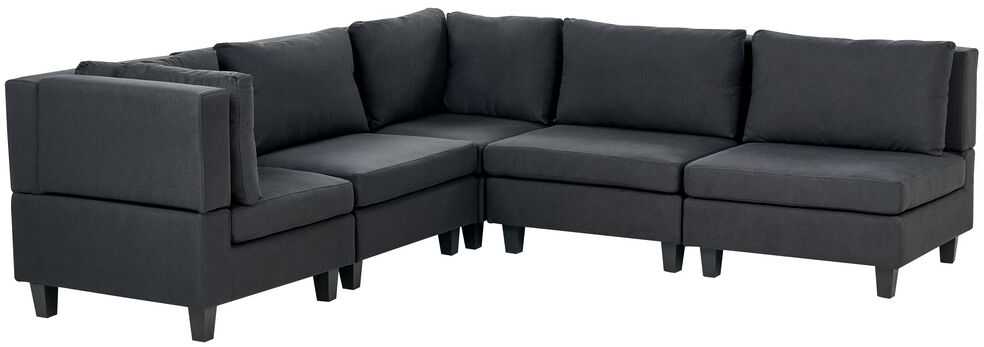 Beliani Modulinė 5 vietų sofa UNSTAD dešininė, juoda