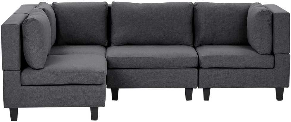 Beliani 4 vietų modulinė kampinė sofa UNSTAD Dešininė Tamsiai pilka
