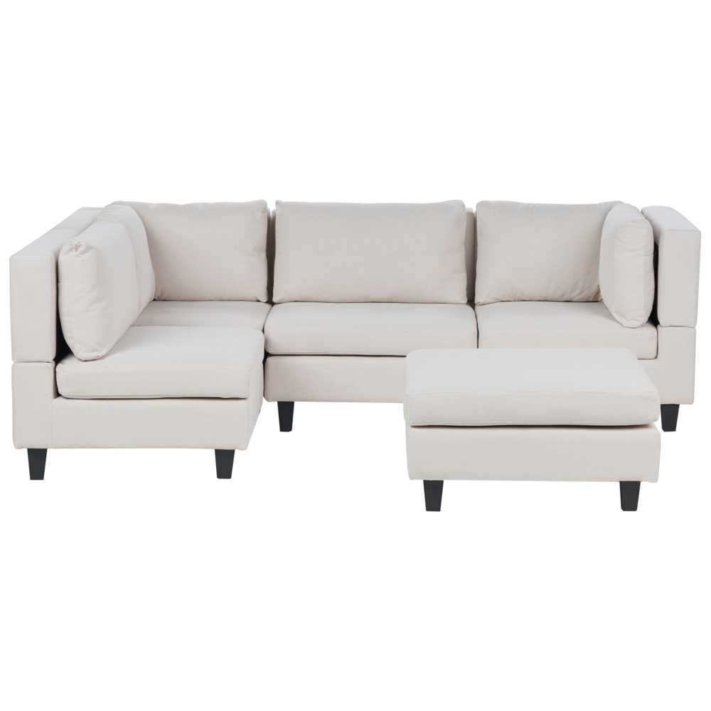 Beliani Modulinė 4 vietų kampinė sofa UNSTAD, dešininė, šviesiai smėlio spalvos, su otomane