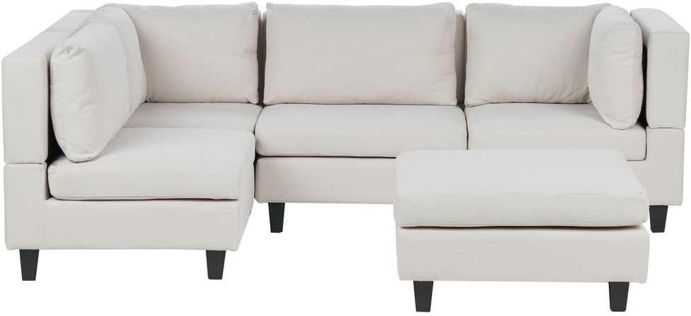 Beliani Modulinė 4 vietų kampinė sofa UNSTAD, dešininė, šviesiai smėlio spalvos, su otomane