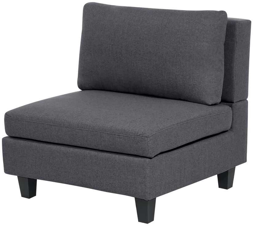 Beliani Penkių vietų modulinė sofa UNSTAD dešininė, tamsiai pilka su pufu