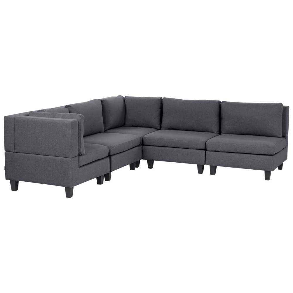Beliani 5 vietų modulinė sofa UNSTAD, dešininė, tamsiai pilka