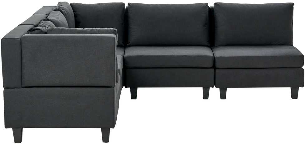 Beliani Modulinė 5 vietų sofa UNSTAD dešininė, juoda