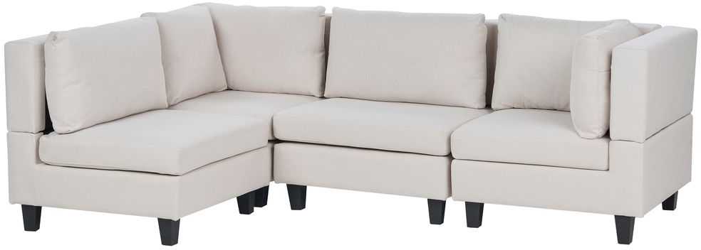Beliani 4 vietų modulinė sofa UNSTAD Dešininė Šviesiai smėlio spalvos