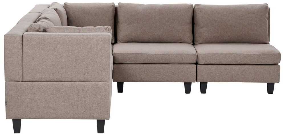 Beliani Modulinė 5 vietų sofa UNSTAD Dešininė Ruda