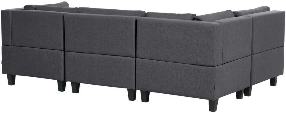 Beliani Modulinė kampinė sofa 4 asmenims UNSTAD dešininė tamsiai pilka su otomanu