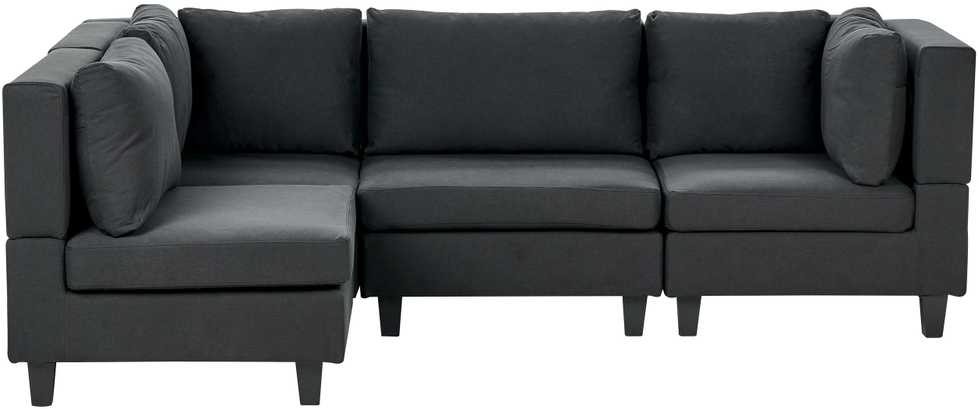Beliani Modulinė 4 vietų kampinė sofa UNSTAD Dešininė Juoda