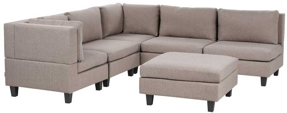 Beliani 5 vietų modulinė sofa UNSTAD, dešininė, ruda, su otomanu